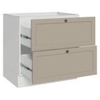 Balcão de Cozinha 80 x 60 cm 2 Gavetas (Sem Tampo) Branco/Crema Vik Madesa