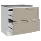 Balcão de Cozinha 80 x 60 cm 2 Gavetas (Com Tampo) Branco/Crema Vik Madesa