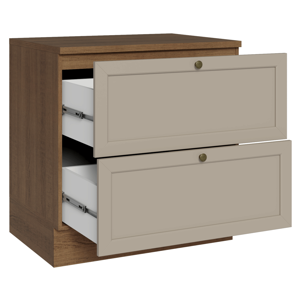 Balcão de Cozinha 80 cm 2 Gavetas Rustic/Crema Vik Madesa