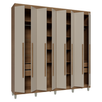 Guarda-Roupa Casal com Pés 8 Portas Batentes Rustic/Crema/Rustic Venus Madesa