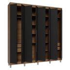 Guarda-Roupa Casal com Pés 8 Portas Batentes Rustic/Preto/Preto Venus Madesa