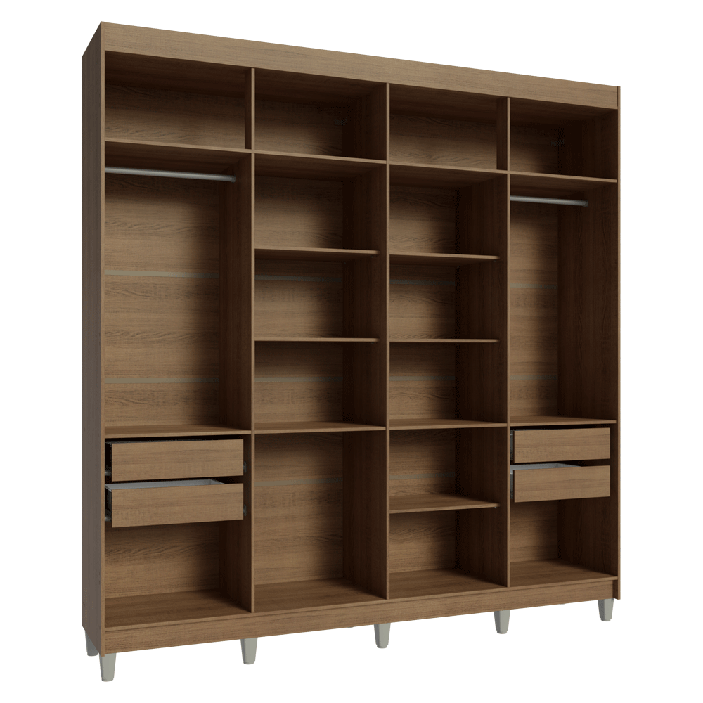 Guarda-Roupa Closet com Pés 4 Gavetas 216cm Rustic Venus Madesa