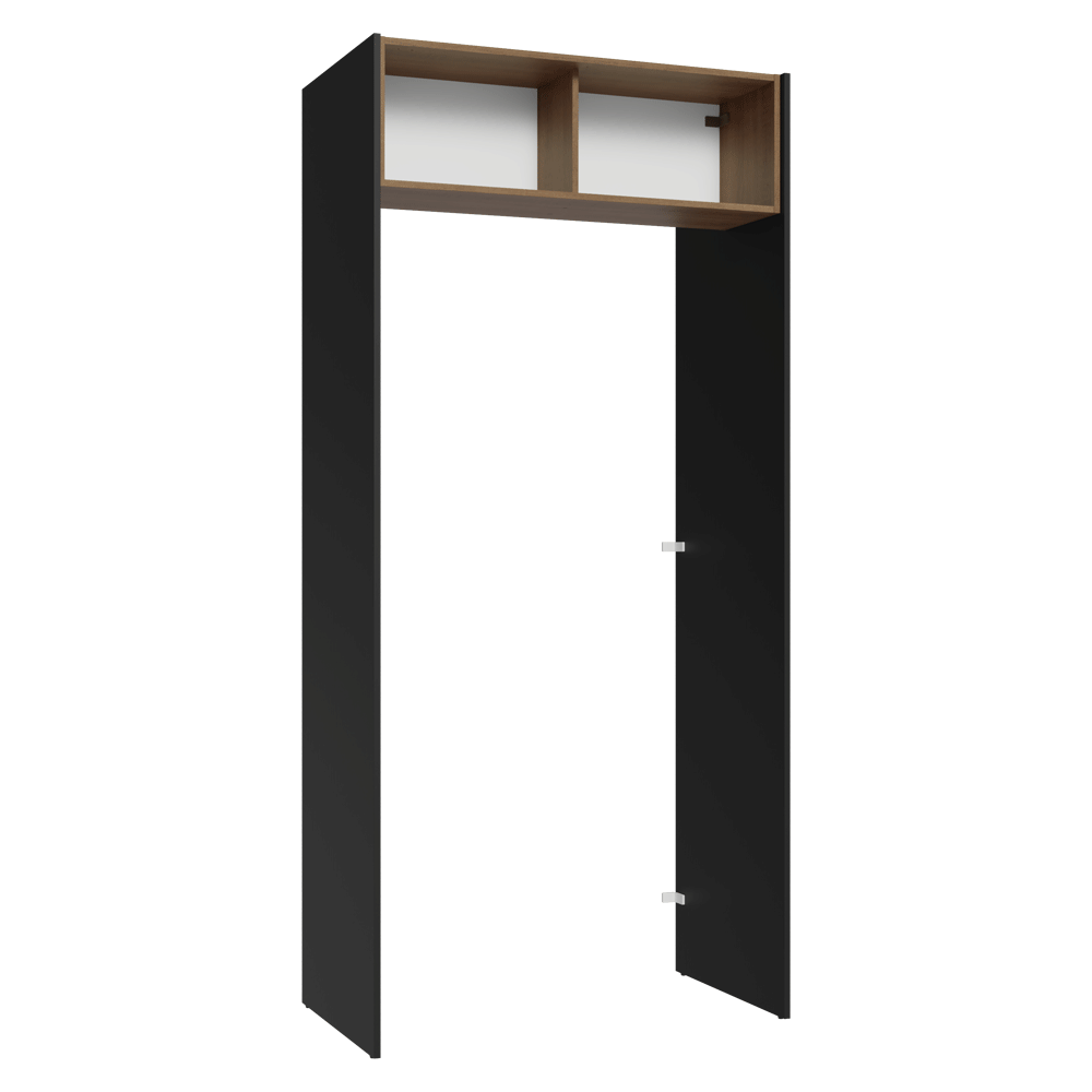 Porta-Geladeira 103 cm 1 Porta Basculante Preto/Rustic/Preto Agata Madesa