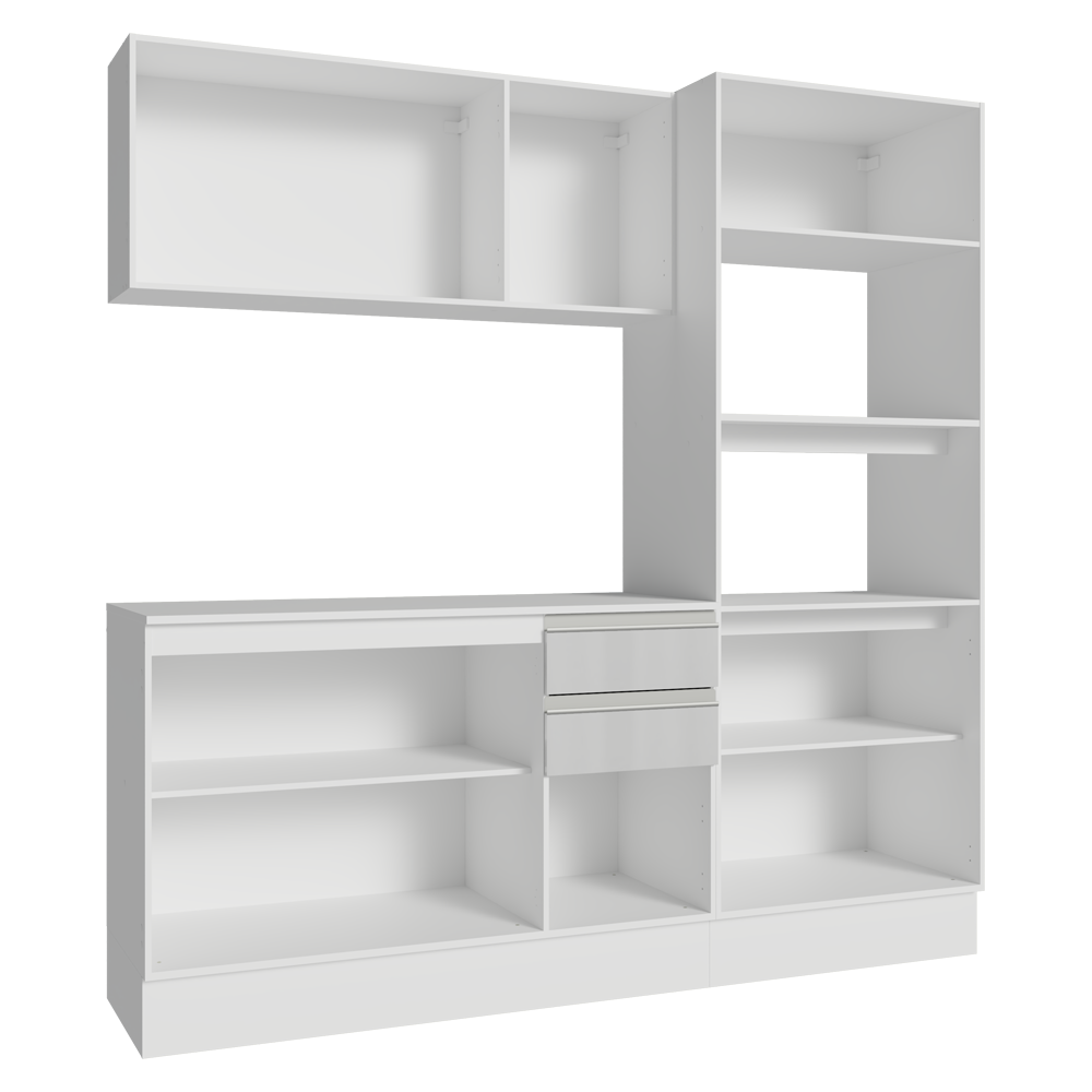Armário de Cozinha Completa 100% MDF 190cm Smart Branco Brilhante Madesa 01