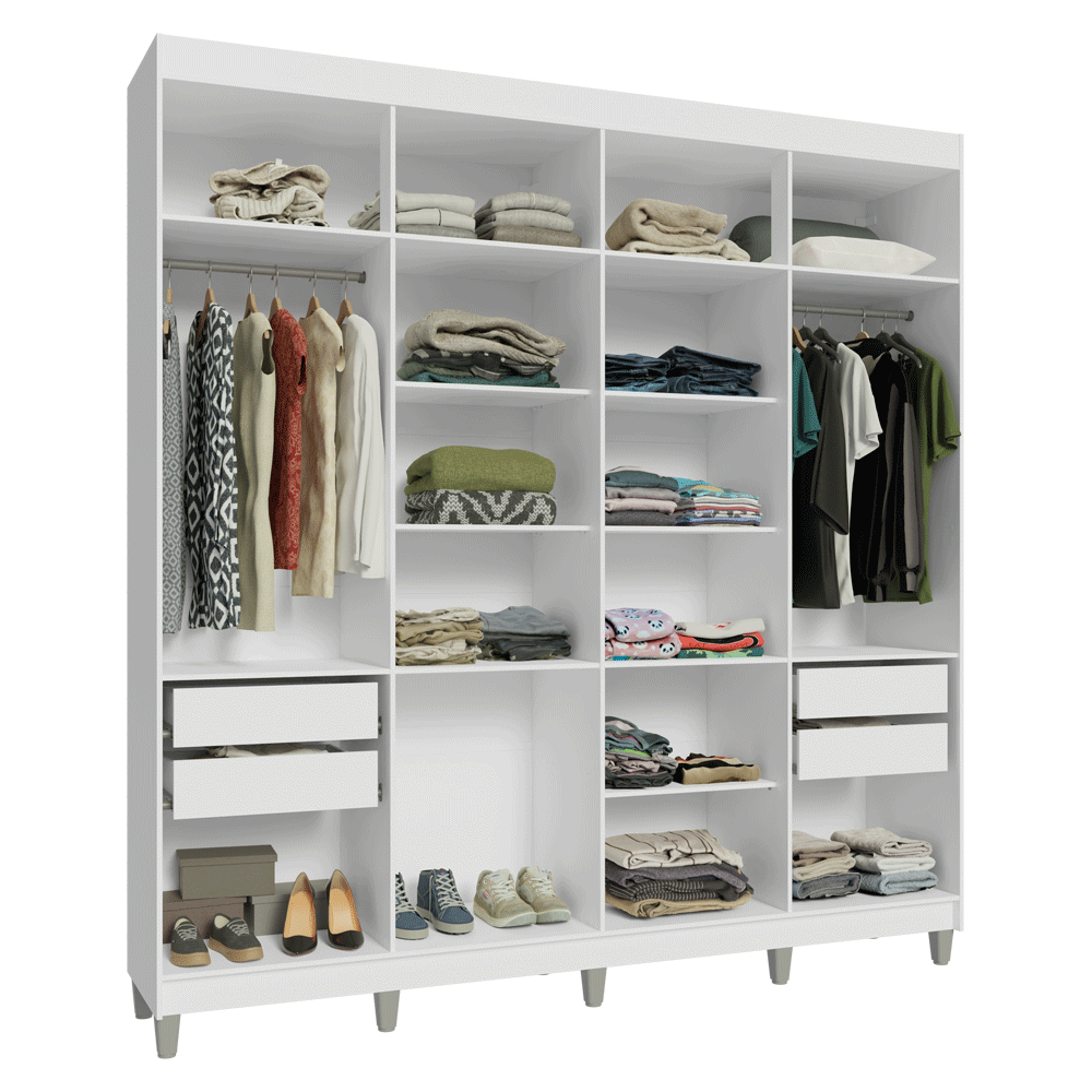 Guarda-Roupa Closet com Pés 4 Gavetas 216cm Branco Venus Madesa