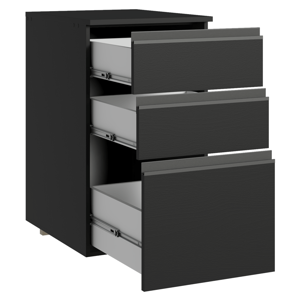 Balcão de Cozinha 40 cm 3 Gavetas Suspenso Preto Nice Madesa