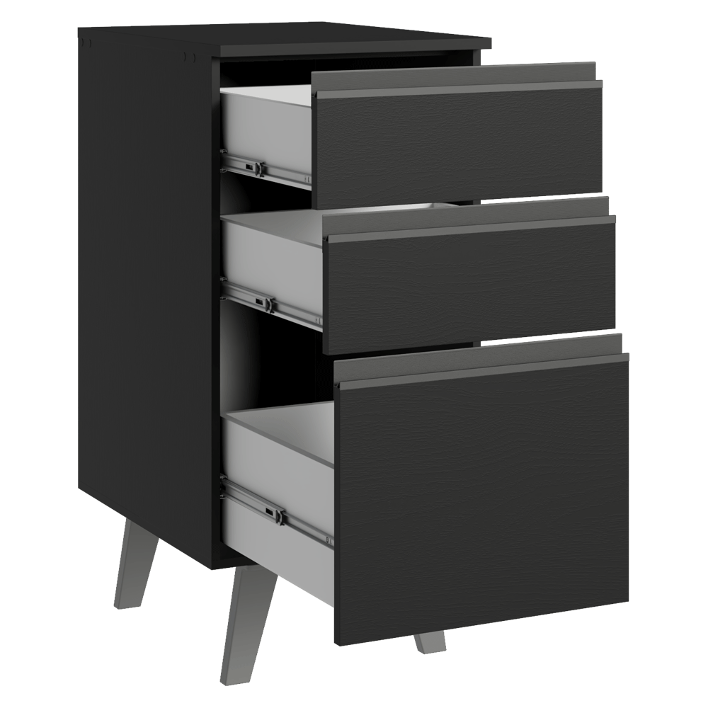 Balcão de Cozinha 40 cm 3 Gavetas Com Pés Preto Nice Madesa