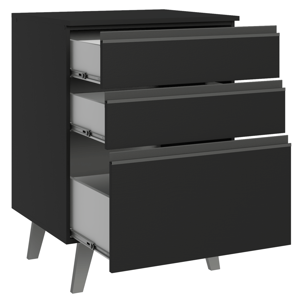 Balcão de Cozinha 60 cm 3 Gavetas Com Pés Preto Nice Madesa