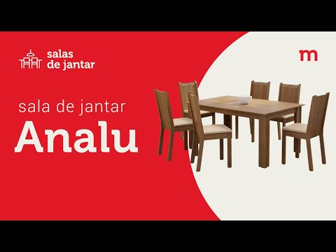 Conjunto Sala de Jantar Madesa Analu Mesa Tampo de Madeira com 6 Cadeiras Rustic/Sintético Bege