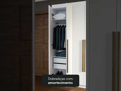 Guarda-Roupa Casal 8 Portas Batentes com Espelho Branco/Preto/Preto Venus Madesa