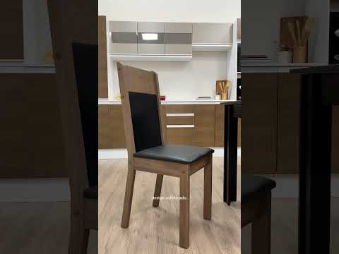 Conjunto Sala de Jantar Mesa Tampo de Madeira com 6 Cadeiras Preto/Rustic/Sintético Preto Madesa Medelin