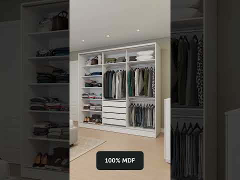 Guarda-Roupa Casal 100% MDF Madesa Royale 3 Portas de Correr Branco/Preto