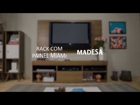 Rack com Painel para TV até 65 Polegadas Madesa Miami 1 Porta Preto