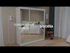 Guarda-Roupa Casal Madesa Veneza 3 Portas de Correr Central com Espelho com Pés Branco