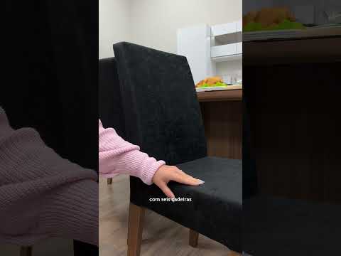 Conjunto Sala de Jantar Mesa Tampo de Vidro 6 Cadeiras Rustic/Preto/Oxford Alexis Madesa