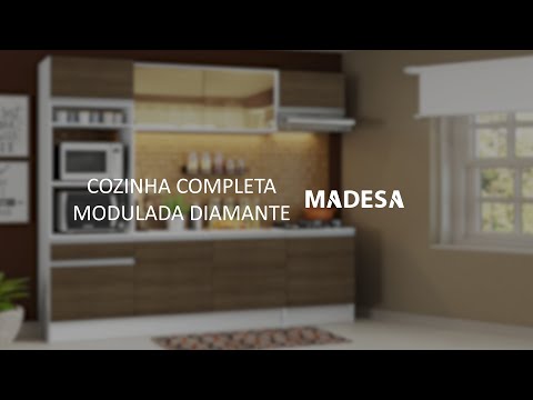 Armário de Cozinha Completa 240cm Branco Diamante Madesa
