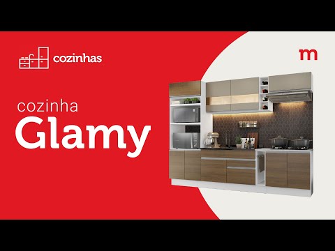 Armário de Cozinha Completa 220cm Branco/Preto/Branco Parma Madesa 03