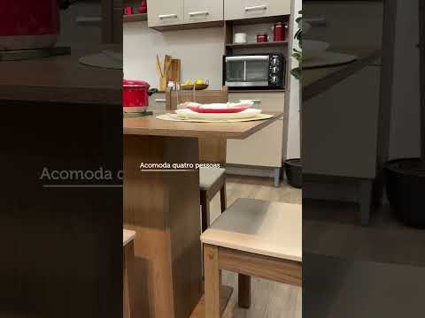 Conjunto Sala de Jantar Lexy Madesa Mesa Tampo de Madeira com 4 Cadeiras Rustic/Sintético Bege