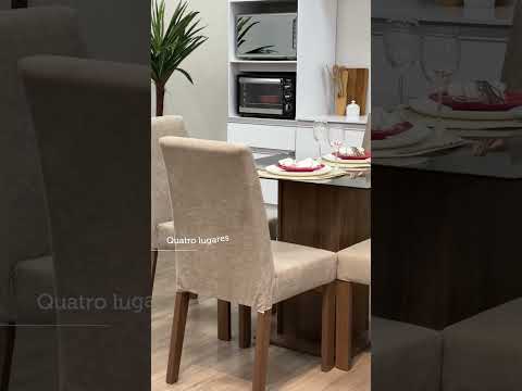 Conjunto Sala de Jantar Mesa Tampo de Vidro 4 Cadeiras Rustic/Imperial Noemi Madesa