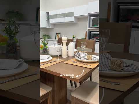 Conjunto Sala de Jantar Lousiana Madesa Mesa Tampo de Madeira com 6 Cadeiras Rustic/Crema/Sintético Bege