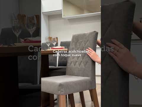 Conjunto Sala de Jantar Mesa Tampo de Madeira 8 Cadeiras Rustic/Silver Leila Madesa