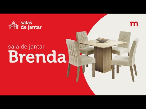 Conjunto Sala de Jantar Madesa Brenda Mesa Tampo de Vidro com 4 Cadeiras Rustic/Crema/Imperial