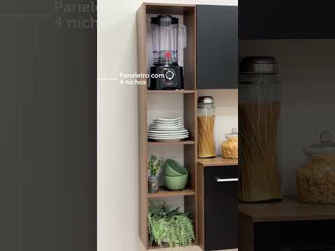 Armário de Cozinha Compacta 120cm Rustic/Preto Easy Madesa