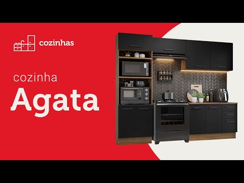 Armário de Cozinha Compacta 150cm Branco/Preto Agata Madesa 01