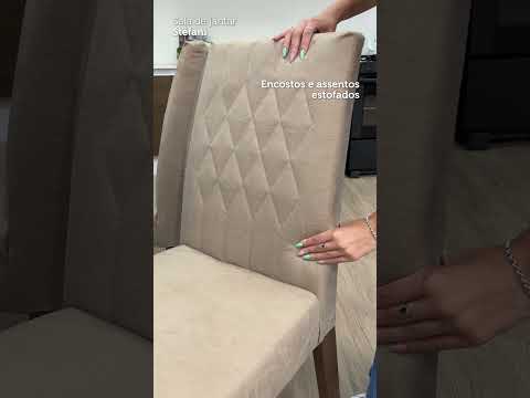 Conjunto Sala de Jantar Mesa Tampo de Vidro 6 Cadeiras Rustic/Crema/Imperial Stéfani Madesa