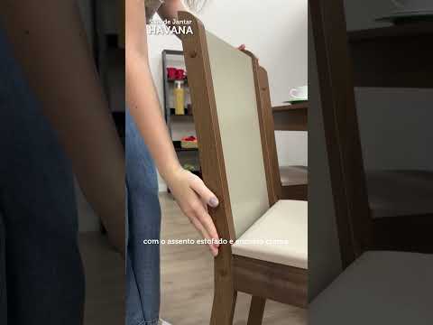 Conjunto Sala de Jantar Madesa Maris Mesa Tampo de Madeira com 6 Cadeiras Rustic/Sintético Bege