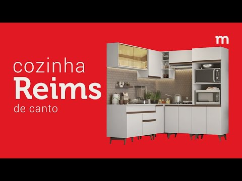 Armário de Cozinha Completa 260cm Preto Reims Madesa 12