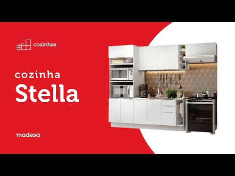 Armário de Cozinha Compacta 240cm Branco Stella Madesa 01