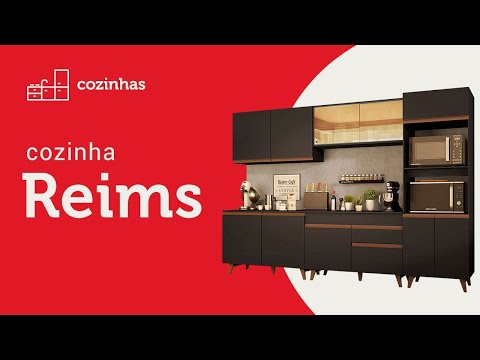 Armário de Cozinha Completa 260cm Preto Reims Madesa 12