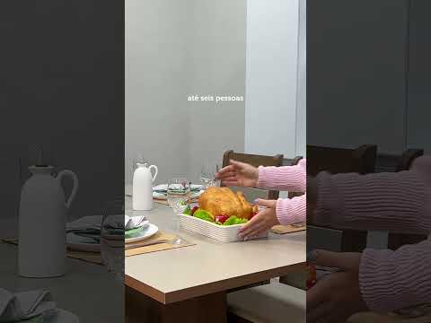 Conjunto Sala de Jantar Mesa Tampo de Madeira 6 Cadeiras Crema/Rustic/Bege Augusta Madesa