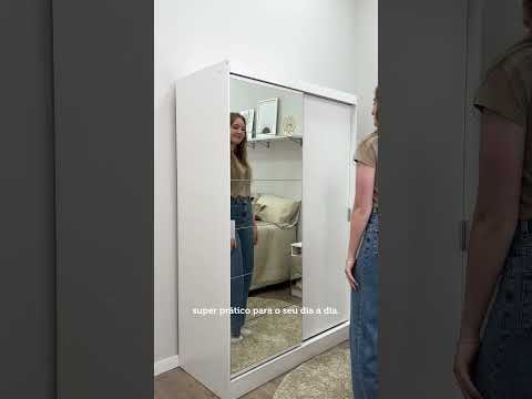 Guarda-Roupa Solteiro Madesa Luke 2 Portas de Correr com Espelho Branco