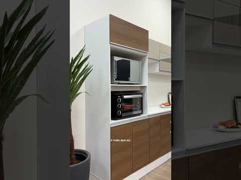 Armário de Cozinha Completa de Canto 100% MDF 448cm Branco/Rustic/Crema Smart Madesa 01