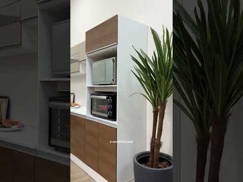 Armário de Cozinha Completa de Canto 100% MDF 447cm Branco/Rustic/Crema Smart Madesa 02