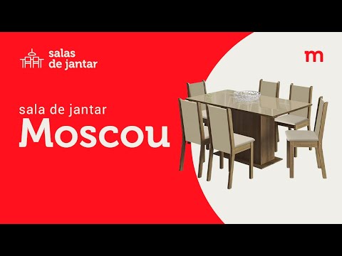 Conjunto Sala de Jantar Moscou Plus Madesa Mesa Tampo de Vidro com 6 Cadeiras Rustic/Preto
