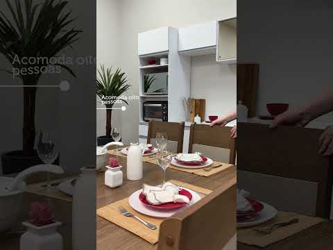 Conjunto Sala de Jantar Madesa Panamá Mesa Tampo de Madeira com 8 Cadeiras Rustic/Crema/Sintético Bege