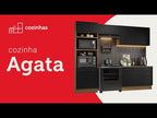 Armário de Cozinha Completa de Canto 389cm Rustic Preto Agata Madesa 01