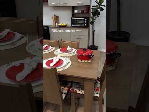 Conjunto Sala de Jantar Madesa Analu Mesa Tampo de Madeira com 6 Cadeiras Rustic/Floral Hibiscos