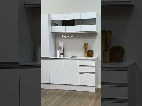 Armário de Cozinha Compacta 100% MDF 170 cm Branco Smart Madesa 01