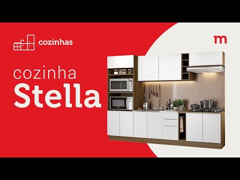 Armário de Cozinha Completa 290cm Branco/Rustic/Branco Stella Madesa 02
