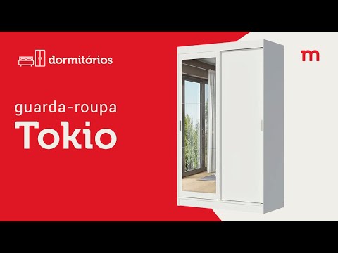 Guarda-Roupa Solteiro Madesa Tokio 2 Portas de Correr de Espelho 2 Gavetas Preto/Branco