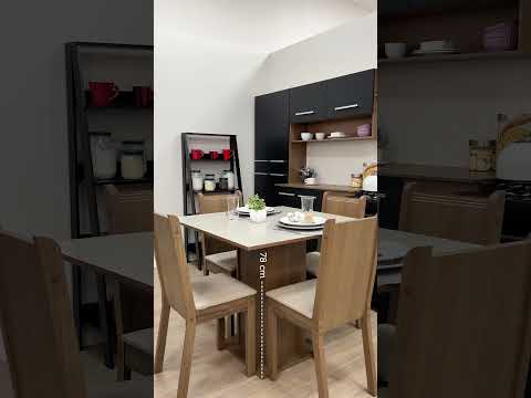 Conjunto Sala de Jantar Mesa Tampo de Madeira 4 Cadeiras Rustic/Crema/Sintético Bege Samara Madesa