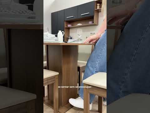 Conjunto Sala de Jantar Mesa Tampo de Madeira com 4 Cadeiras Rustic/Crema/Sintético Bege Madesa Alana