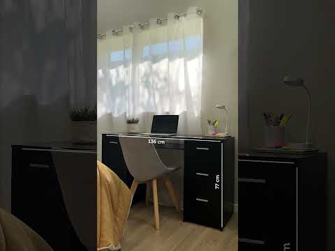 Escrivaninha Madesa Alaska 3 Gavetas 1 Porta Preto