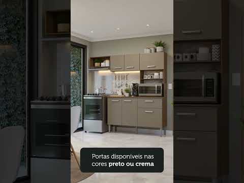 Armário de Cozinha Compacta 196cm Rustic/Preto Aura Madesa