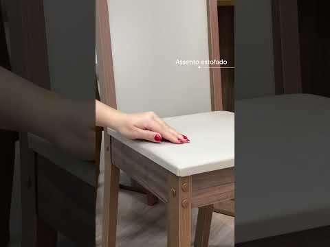 Conjunto Sala de Jantar Madesa Ohana Mesa Tampo de Madeira com 6 Cadeiras Rustic/Crema/Sintético Bege