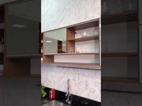 Armário Aéreo 2 Portas de Correr de Vidro Reflex e 1 Nicho para Cozinhas Glamy, Lux, Agata e Reims Rustic Madesa